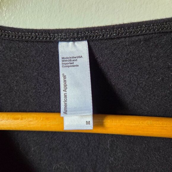 EUC AMERICAN APPAREL BLACK DEEP SURPLICE V NECK LONGSLEEVES BODYSUIT SZ M - Picture 11 of 13